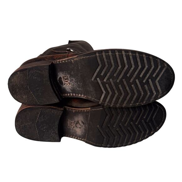 Frye Veronica Short Boots Womens sz 9 Brown Black Distressed Flat Engineer Biker - Picture 8 of 8